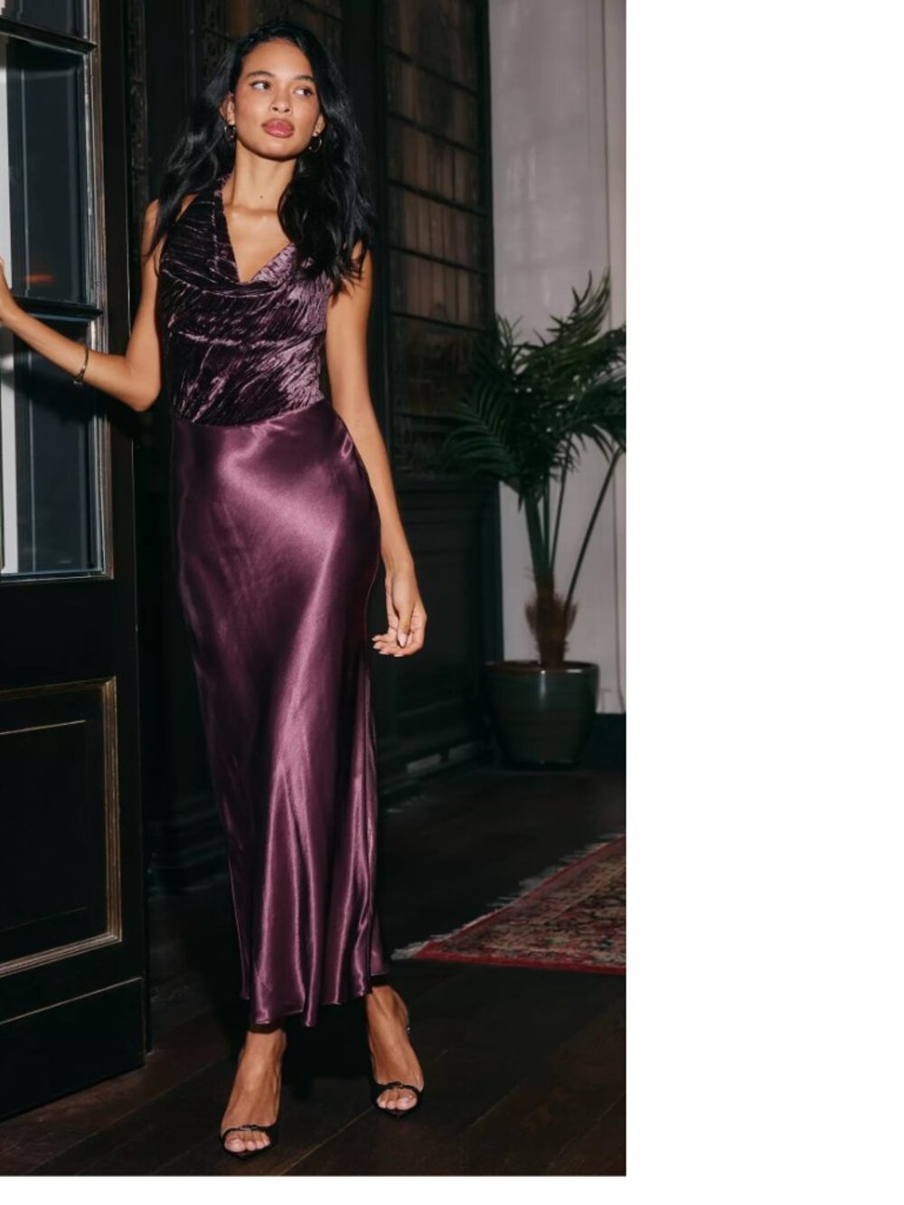 By Anthropologie Cowl-Neck Velvet Maxi DresS XL purple new with tag